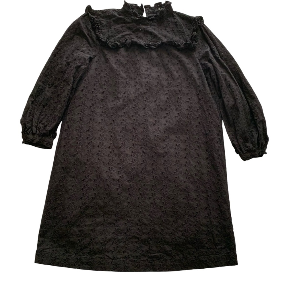Women’s Madewell Black Long Sleeved Mini Dress With Eyelet Detail Size Medium